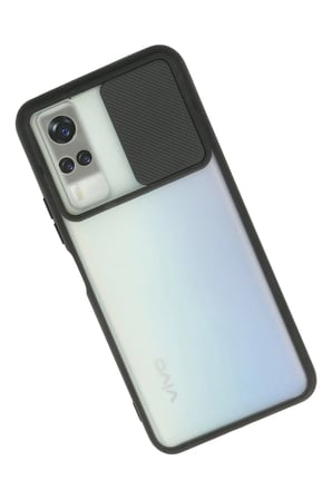 Vivo Y53S Kılıf Palm Buzlu Kamera Sürgülü Silikon - Siyah-(5796)