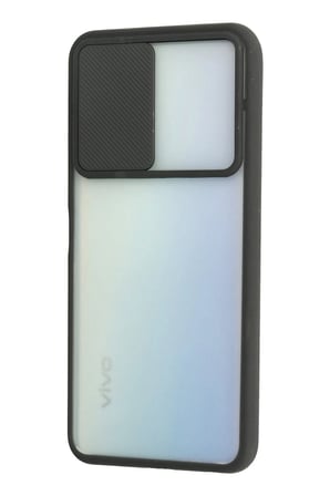 Vivo Y53S Kılıf Palm Buzlu Kamera Sürgülü Silikon - Siyah-(5796)
