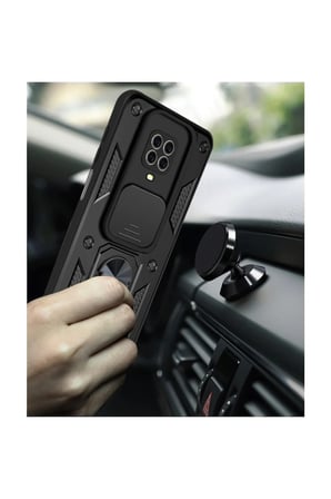 Xiaomi Uyumlu Redmi Note 9 Pro Kılıf Pars Lens Yüzüklü Silikon - Kırmızı-(5796)
