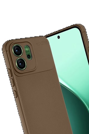 Oppo Reno 14F Auto Focus Karbon Kapak - Kahverengi-(5796)