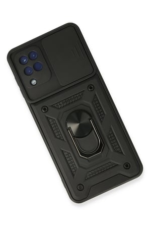 CPT83 Samsung Galaxy A22 Kılıf Pars Lens Yüzüklü Silikon - Siyah