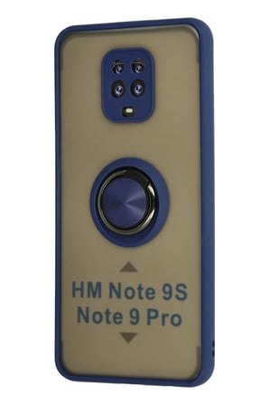 Xiaomi Redmi Note 9 Pro Kılıf Montreal Yüzüklü Silikon Kapak - Lacivert-(5796)