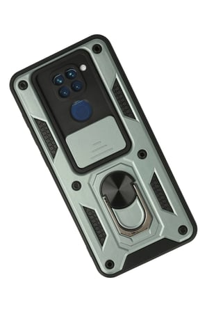 Xiaomi Redmi Note 9 Kılıf Pars Lens Yüzüklü Silikon - Yeşil-(5796)