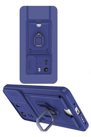 Xiaomi Redmi 13C Kılıf Zuma Kartvizitli Yüzüklü Silikon - Lacivert-(5796)