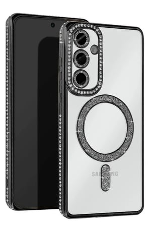 Samsung Galaxy S25 Plus Kılıf Joke Simli Magneticsafe Kılıf - Siyah-(5796)