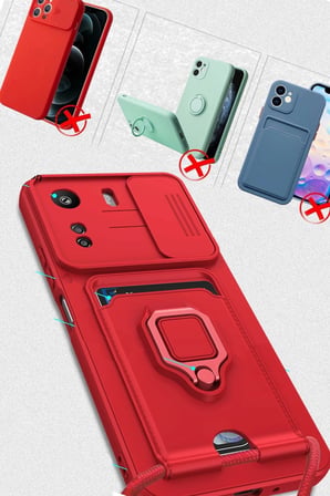 Xiaomi Uyumlu Redmi 13C Kılıf Zuma Kartvizitli Yüzüklü Silikon - Siyah-(5796)