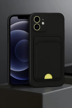 iPhone 11 Kılıf Kelvin Kartvizitli Silikon - Lacivert-(5796)