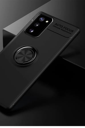 Samsung Uyumlu Galaxy Note 20 Kılıf Range Yüzüklü Silikon - Siyah-(5796)