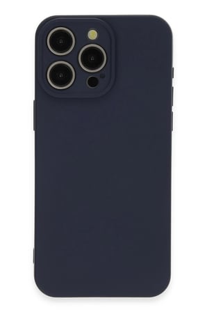 iPhone 15 Pro Max Kılıf Nano içi Kadife Silikon - Lacivert-(5796)