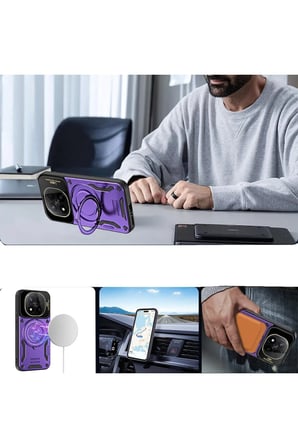 CPT83 Xiaomi Redmi Note 14 Pro 4G Kılıf Joy Lens Standlı Kapak - Mor