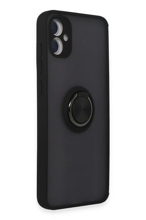 Samsung Uyumlu Galaxy A05 Kılıf Montreal Yüzüklü Silikon Kapak - Siyah-(5796)