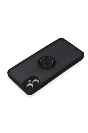 Samsung Uyumlu Galaxy A05 Kılıf Montreal Yüzüklü Silikon Kapak - Siyah-(5796)