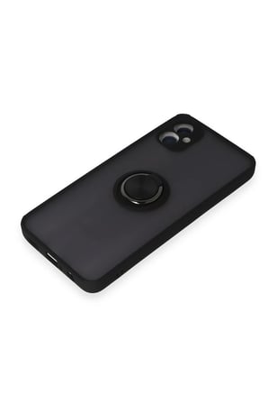 Samsung Uyumlu Galaxy A05 Kılıf Montreal Yüzüklü Silikon Kapak - Siyah-(5796)