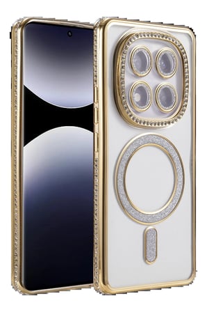 Xiaomi Redmi Note 14 Pro 4G Joke Simli Magneticsafe Kılıf - Gold-(5796)