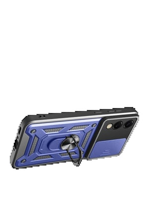 Samsung Uyumlu Galaxy S25 Edge Pars Lens Yüzüklü Silikon - Lacivert-(5796)
