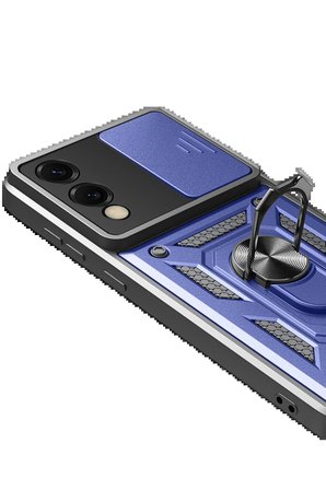 Samsung Uyumlu Galaxy S25 Edge Pars Lens Yüzüklü Silikon - Lacivert-(5796)