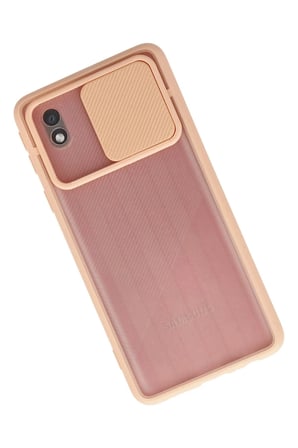Samsung Galaxy A01 Core Kılıf Palm Buzlu Kamera Sürgülü Silikon - Pembe-(5796)