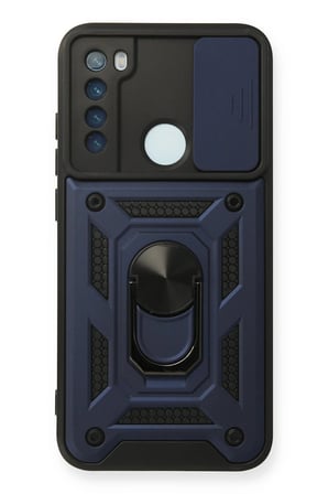 Xiaomi Uyumlu Redmi Note 8 Kılıf Pars Lens Yüzüklü Silikon - Lacivert-(5796)