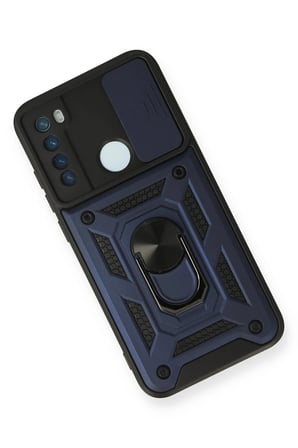 Xiaomi Uyumlu Redmi Note 8 Kılıf Pars Lens Yüzüklü Silikon - Lacivert-(5796)