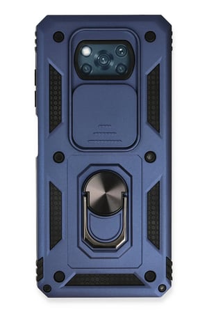 Xiaomi Pocophone X3 Kılıf Pars Lens Yüzüklü Silikon - Lacivert