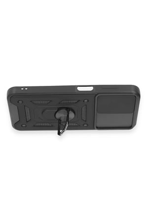 Samsung Galaxy A14 4G Kılıf Pars Lens Yüzüklü Silikon - Siyah-(5796)