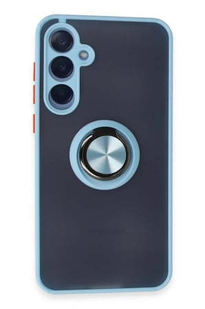 CP120 Samsung Galaxy A15 4G Kılıf Montreal Yüzüklü Silikon Kapak - Buz Mavi