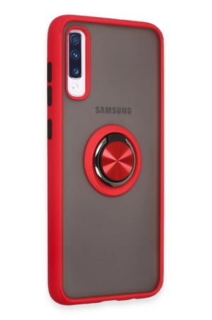 Samsung Galaxy A70 Kılıf Montreal Yüzüklü Silikon Kapak - Kırmızı-(5796)
