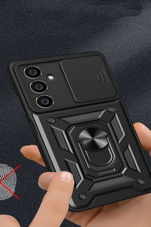 Samsung Galaxy A05S Kılıf Pars Lens Yüzüklü Silikon - Kırmızı-(5796)
