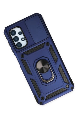 Samsung Galaxy A33 5G Kılıf Pars Lens Yüzüklü Silikon - Lacivert-(5796)