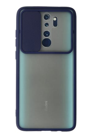 Xiaomi Uyumlu Redmi Note 8 Pro Kılıf Palm Buzlu Kamera Sürgülü Silikon - Lacivert-(5796)