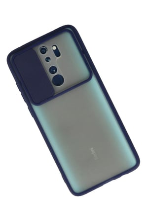 Xiaomi Uyumlu Redmi Note 8 Pro Kılıf Palm Buzlu Kamera Sürgülü Silikon - Lacivert-(5796)