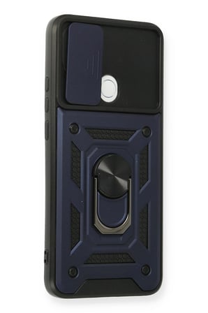Oppo A15 Kılıf Pars Lens Yüzüklü Silikon - Lacivert-(5796)