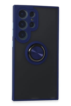 Samsung Uyumlu Galaxy S24 Ultra Kılıf Montreal Yüzüklü Silikon Kapak - Lacivert-(5796)