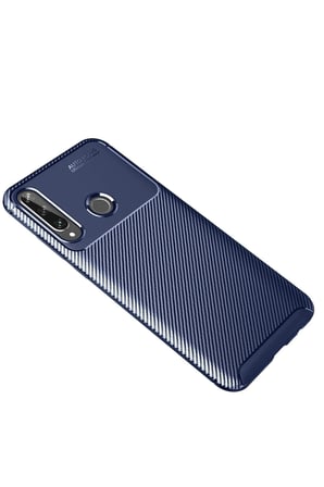 Huawei Y6P Kılıf Auto Focus Karbon Kapak - Lacivert-(5796)