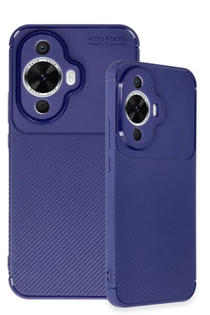 Huawei Nova 12S Kılıf Auto Focus Karbon Kapak - Lacivert-(5796)