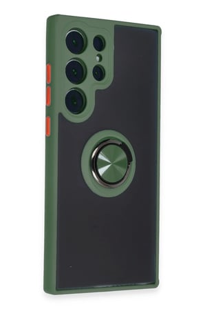 Samsung Galaxy S23 Ultra Kılıf Montreal Yüzüklü Silikon Kapak - Yeşil-(5796)