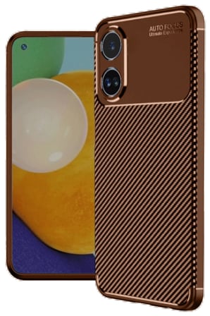 CPT83 Oppo A60 Kılıf Auto Focus Karbon Kapak - Kahverengi