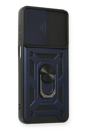 Samsung Uyumlu Galaxy A12 Kılıf Pars Lens Yüzüklü Silikon - Lacivert-(5796)