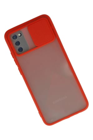 Samsung Galaxy A02S Kılıf Palm Buzlu Kamera Sürgülü Silikon - Kırmızı