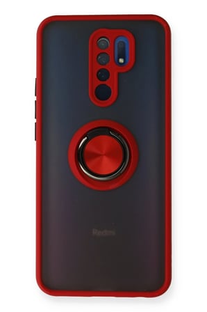 Xiaomi Uyumlu Redmi 9 Kılıf Montreal Yüzüklü Silikon Kapak - Kırmızı-(5796)
