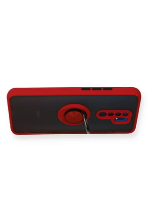 Xiaomi Uyumlu Redmi 9 Kılıf Montreal Yüzüklü Silikon Kapak - Kırmızı-(5796)