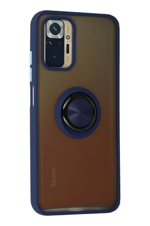 Xiaomi Uyumlu Redmi Note 10 Kılıf Montreal Yüzüklü Silikon Kapak - Lacivert-(5796)