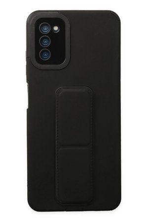 Samsung Galaxy A03S Kılıf Mega Standlı Silikon - Siyah-(5796)