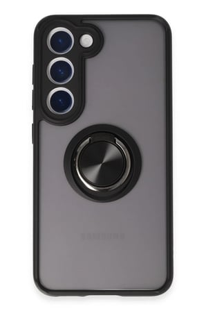 Samsung Galaxy S23 Kılıf Montreal Yüzüklü Silikon Kapak - Siyah-(5796)