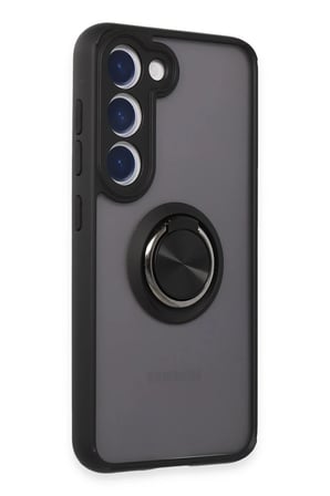 Samsung Galaxy S23 Kılıf Montreal Yüzüklü Silikon Kapak - Siyah-(5796)
