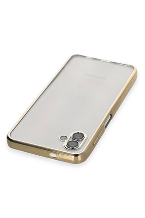 Samsung Galaxy A04 Kılıf Lensli Silikon - Gold-(5796)
