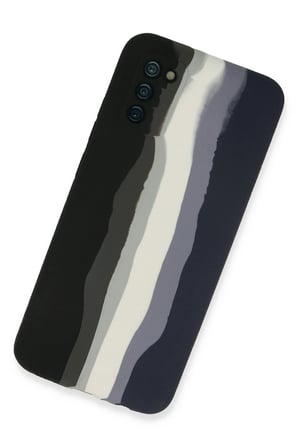 Samsung Galaxy A03S Kılıf Ebruli Lansman Silikon - Siyah-Lacivert-(5796)