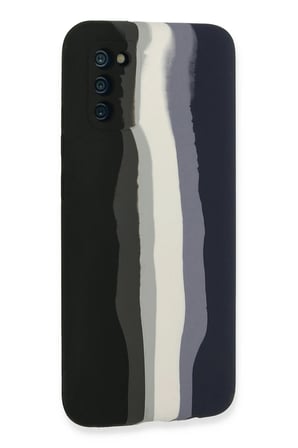 Samsung Galaxy A03S Kılıf Ebruli Lansman Silikon - Siyah-Lacivert-(5796)