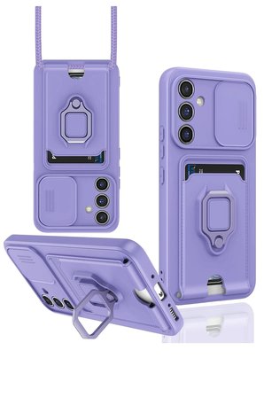 Samsung Galaxy A26 Kılıf Zuma Kartvizitli Yüzüklü Silikon - Lila-(5796)