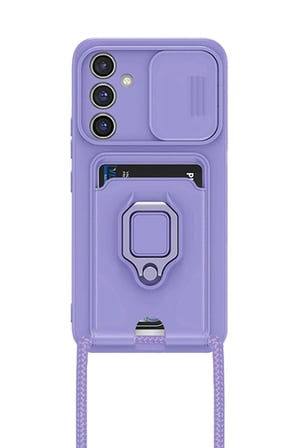 Samsung Galaxy A26 Kılıf Zuma Kartvizitli Yüzüklü Silikon - Lila-(5796)